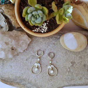 Silver Drop Earrings with Rhinestones